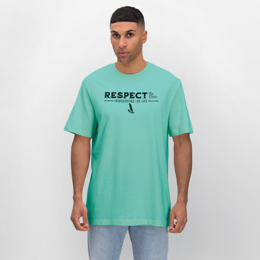 Surfstyles - Relaxed Fit Unisex Bio-T-Shirt -respect- - Poolblau