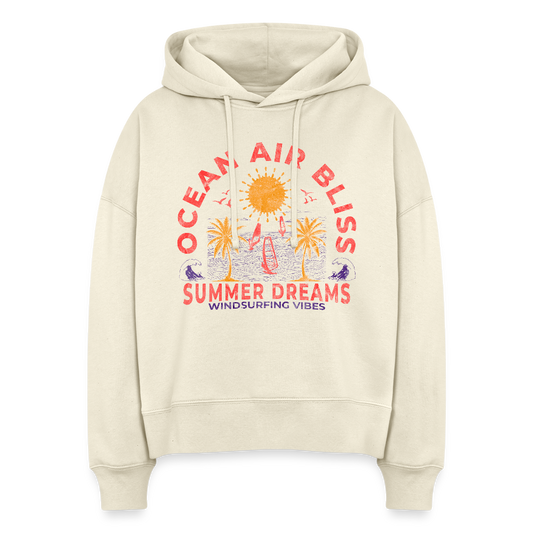 Boxy Frauen Bio Hoodie -ocean air bliss- - Weißgrau