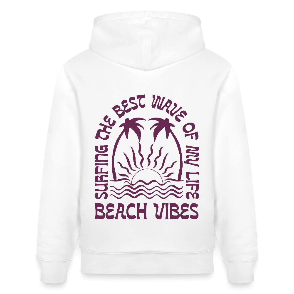 Unisex Hoodie in Rosa mit beach vibes Print für Windsurf Fans.