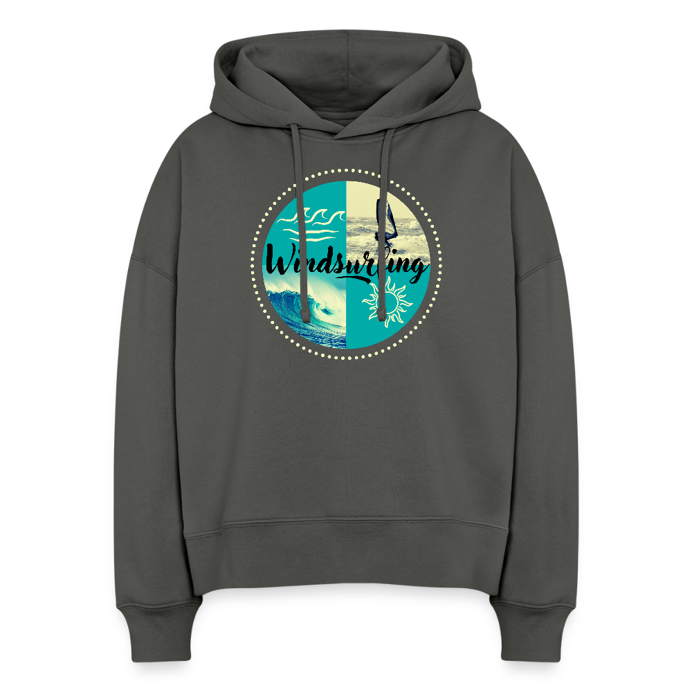Boxy Frauen Bio Hoodie -ocean- - Anthrazit