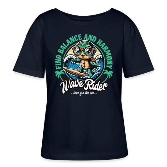 Relaxed Rundhals Frauen Bio-T-Shirt -wave rider- - Navy