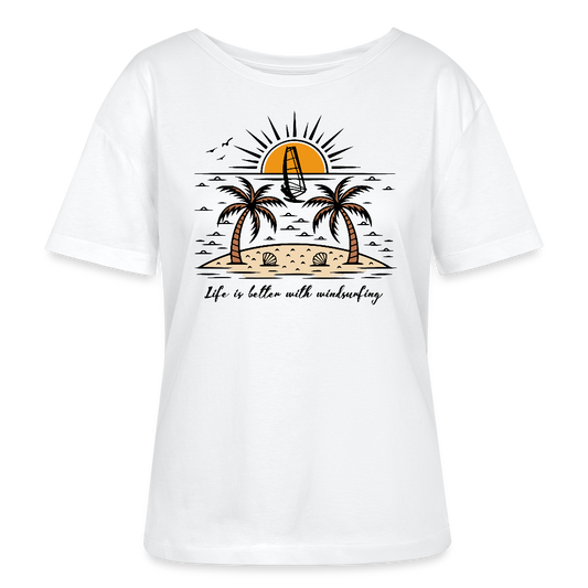 Relaxed Rundhals Frauen Bio-T-Shirt -better life- - Weiß