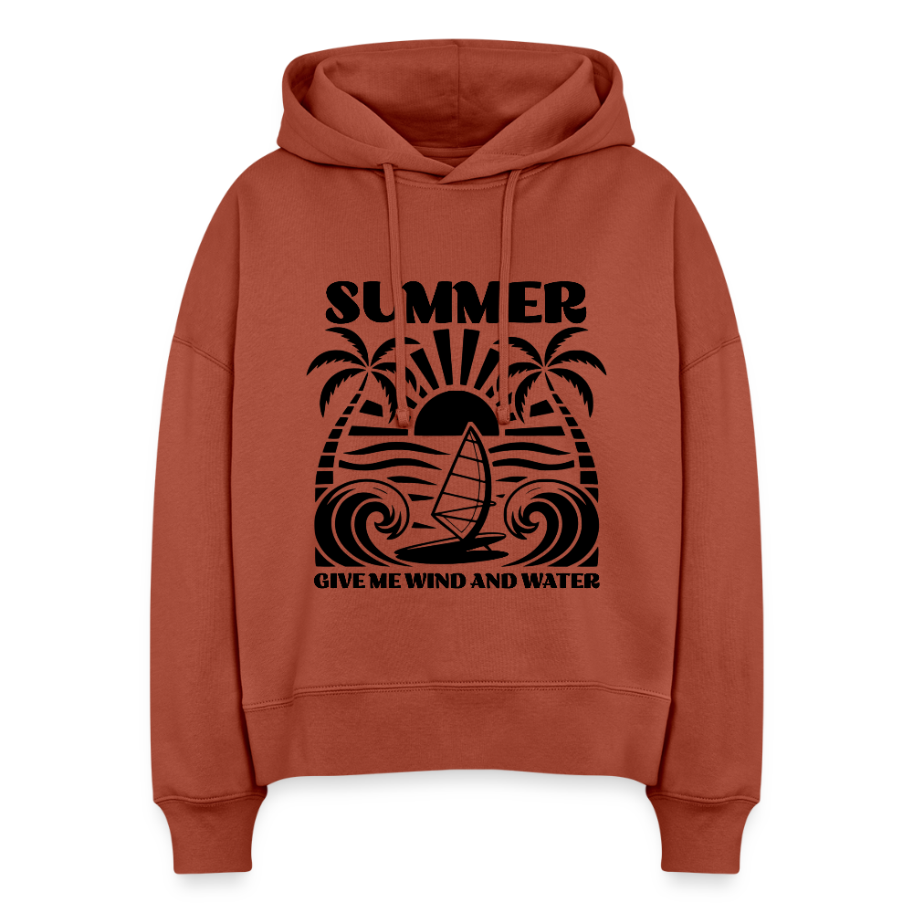 Safis Shop Frauen Bio Hoodie Nora -give me wind and water- - Terrakotta