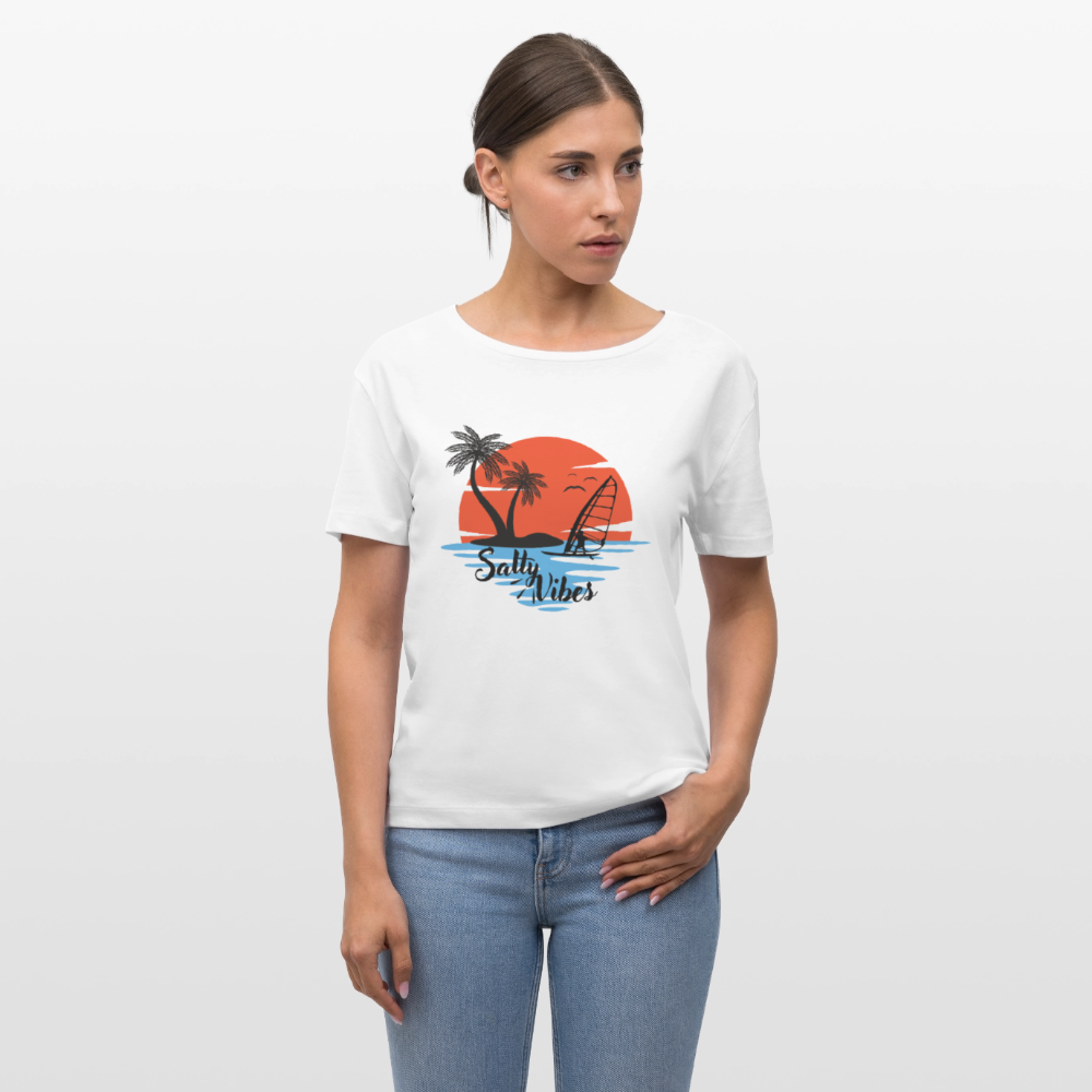 Relaxed Rundhals Frauen Bio-T-Shirt -salty vibes- - Weiß
