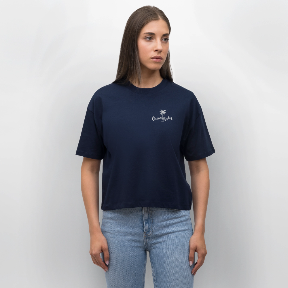 Frauen Boxy Bio-T-Shirt Nova -ocean replay- - Navy