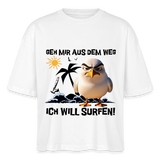 Frauen Boxy Bio-T-Shirt -ich will surfen- - Weiß