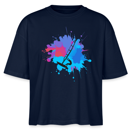 Frauen Boxy Bio-T-Shirt -Farbklecks- - Navy