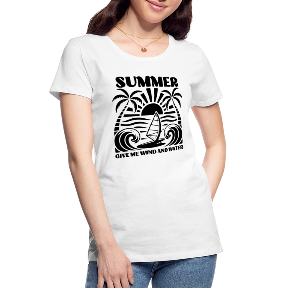 Safis Shop Frauen Premium Bio T-Shirt -give me wind and water- - Weiß