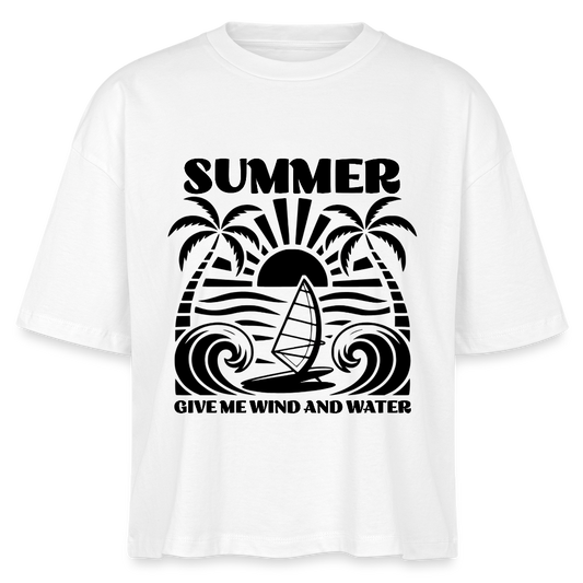 Safis Shop - Frauen Boxy Bio-T-Shirt Nova -give me wind and water- - Weiß