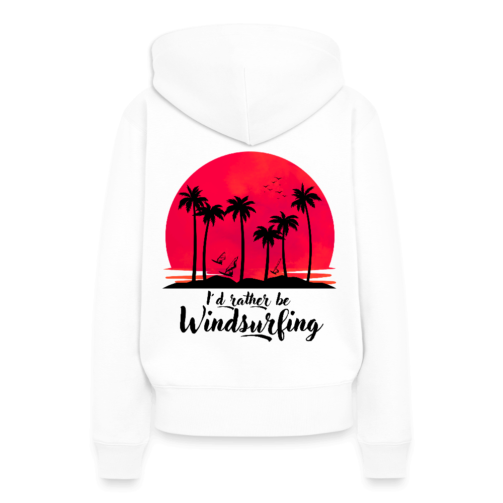 Frauen Windsurf Hoodie -I´d rather be- - Weiß