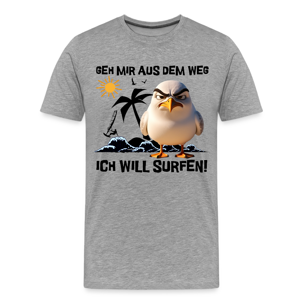 Männer Premium T-Shirt -ich will surfen- - Grau meliert