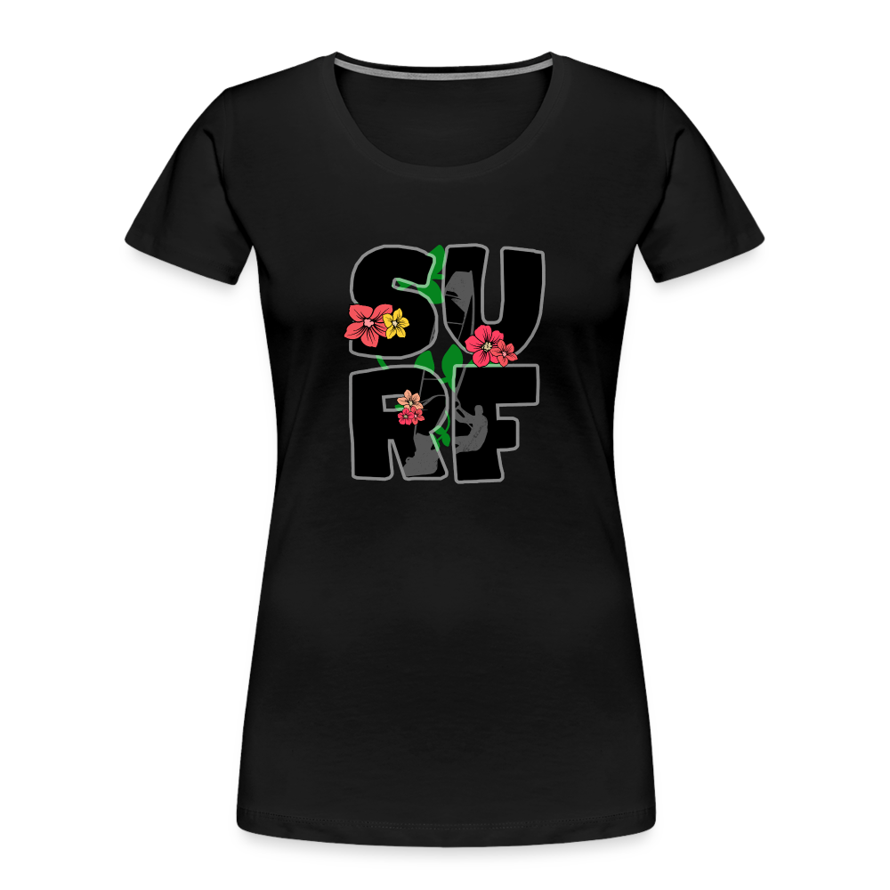 Frauen Premium Bio T-Shirt -surf girl- - Schwarz