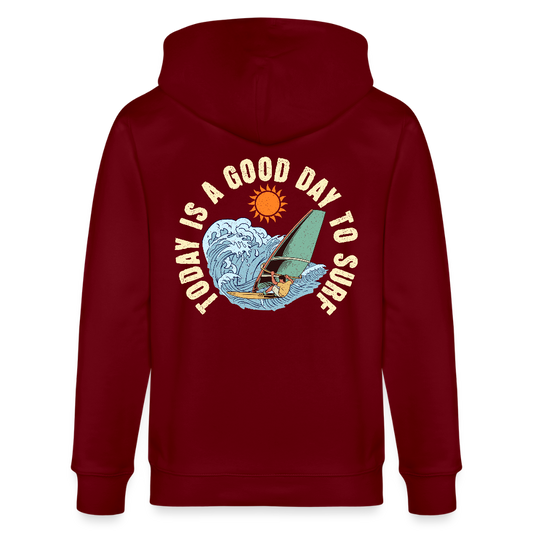 Unisex Bio-Kapuzenjacke -good day to surf- - Burgunderrot