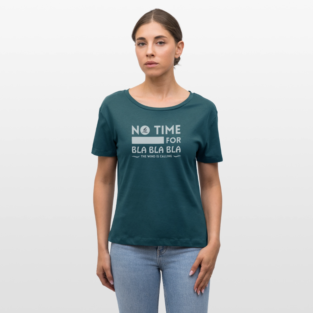 Relaxed Rundhals Frauen Bio-T-Shirt -bla bla bla- - Dunkles Petrol
