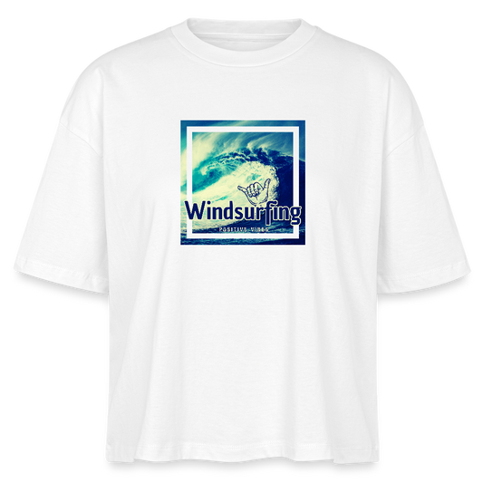 Frauen Boxy Bio-T-Shirt -positive vibes- - Weiß