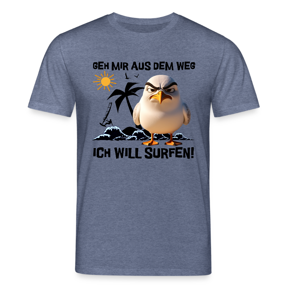 Männer Bio-T-Shirt -ich will surfen- - Dunkelblau meliert