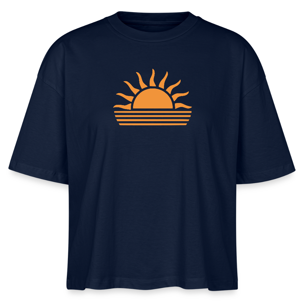 Frauen Boxy Bio-T-Shirt -sunset- - Navy