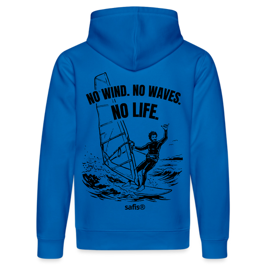 safis® Windsurf Bio-Shirt -no life- Unisex Bio-Hoodie DRUMMER - Königsblau