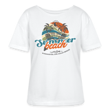 Relaxed Rundhals Frauen Bio-T-Shirt -summer beach- - Weiß