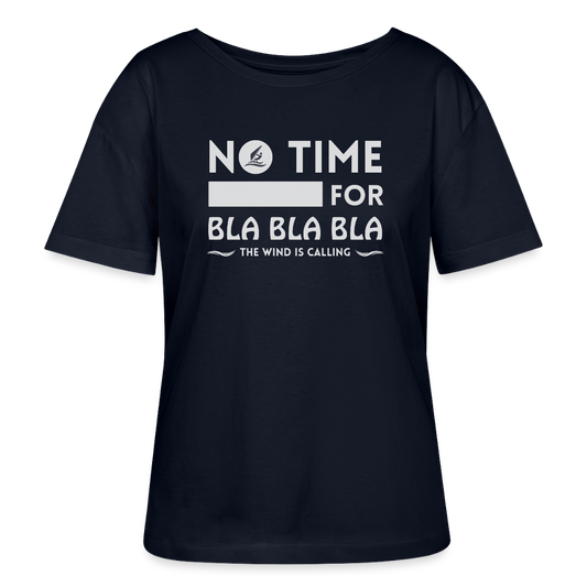 Relaxed Rundhals Frauen Bio-T-Shirt -bla bla bla- - Navy