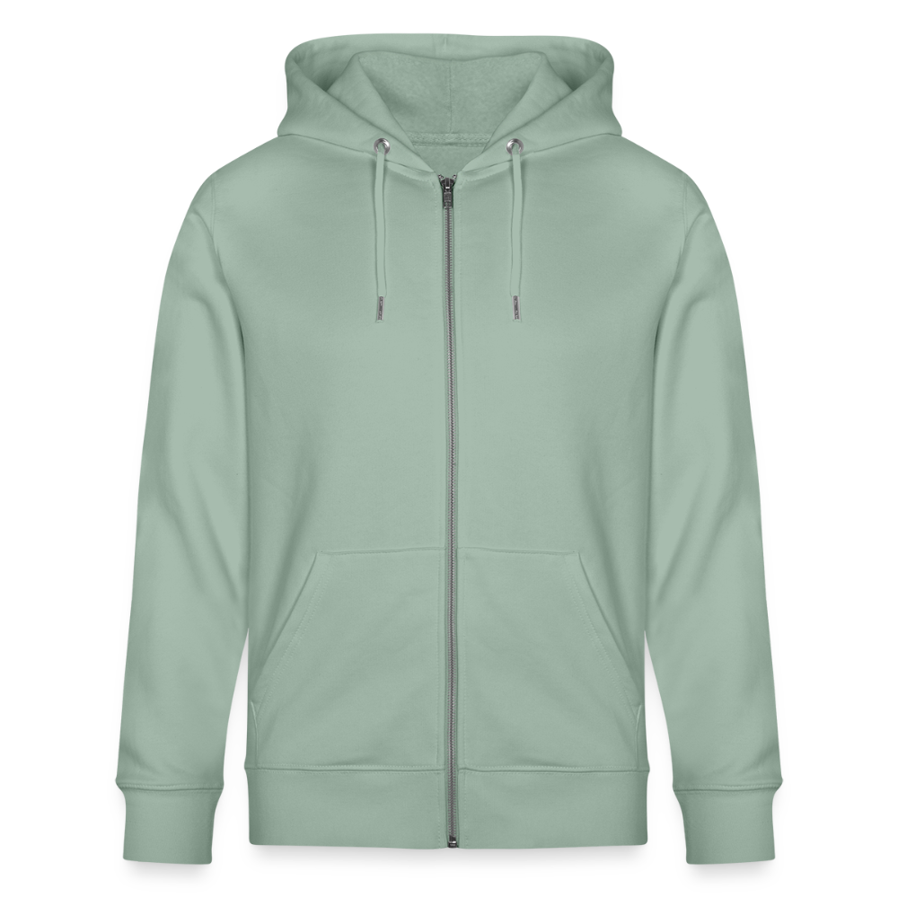 Unisex Bio-Kapuzenjacke -give me wind and water- - Helles Graugrün - Safis Shop