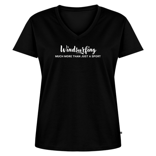 Geschenke Für Windsurfer - T-Shirt mit V-Ausschnitt -much more- - Schwarz