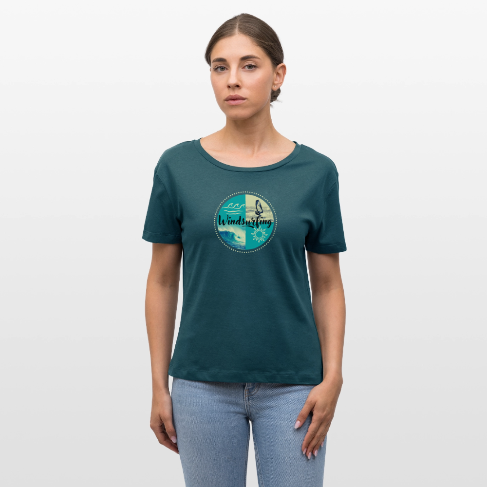 Relaxed Rundhals Frauen Bio-T-Shirt -ocean- - Dunkles Petrol