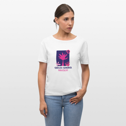 Relaxed Rundhals Frauen Bio-T-Shirt -endless summer- - Weiß