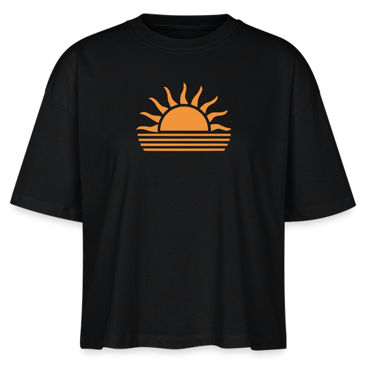 Frauen Boxy Bio-T-Shirt -sunset- - Schwarz