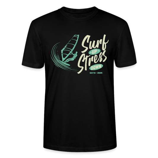 Schwarzes Bio Windsurf T-Shirt für Damen & Herren – surf up
