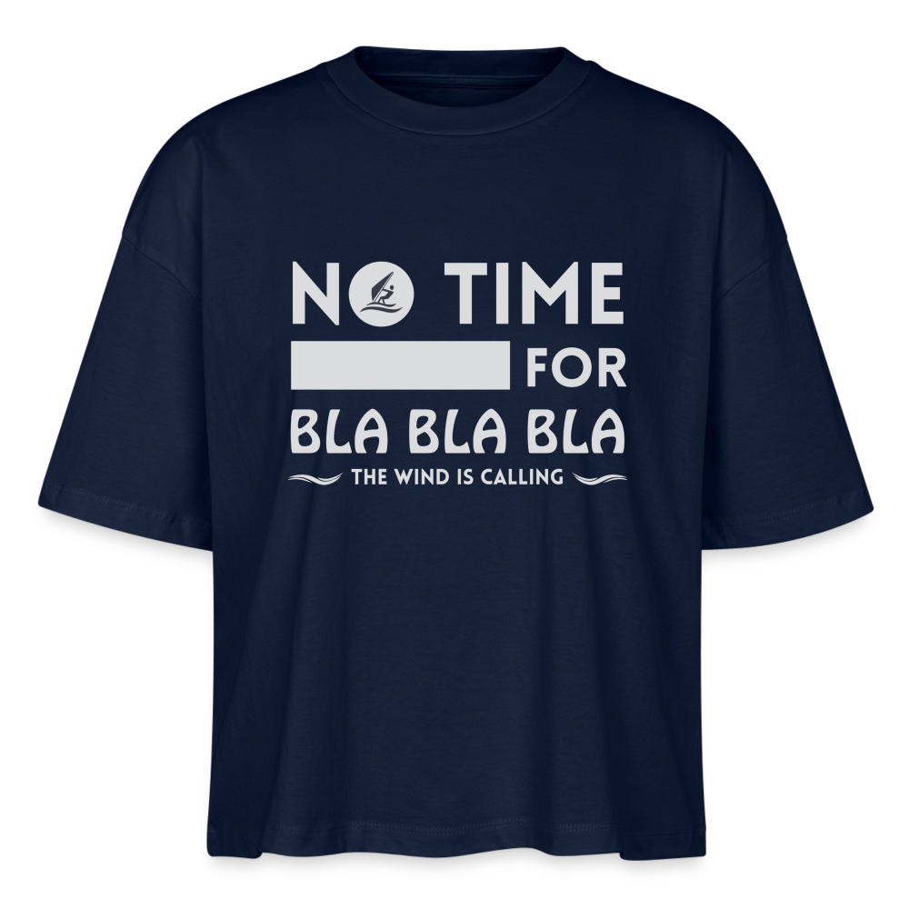 Frauen Boxy Bio-T-Shirt -bla bla bla- - Navy
