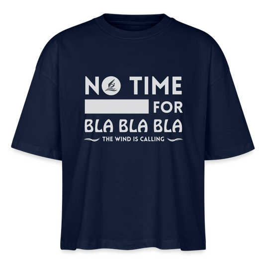 Frauen Boxy Bio-T-Shirt -bla bla bla- - Navy