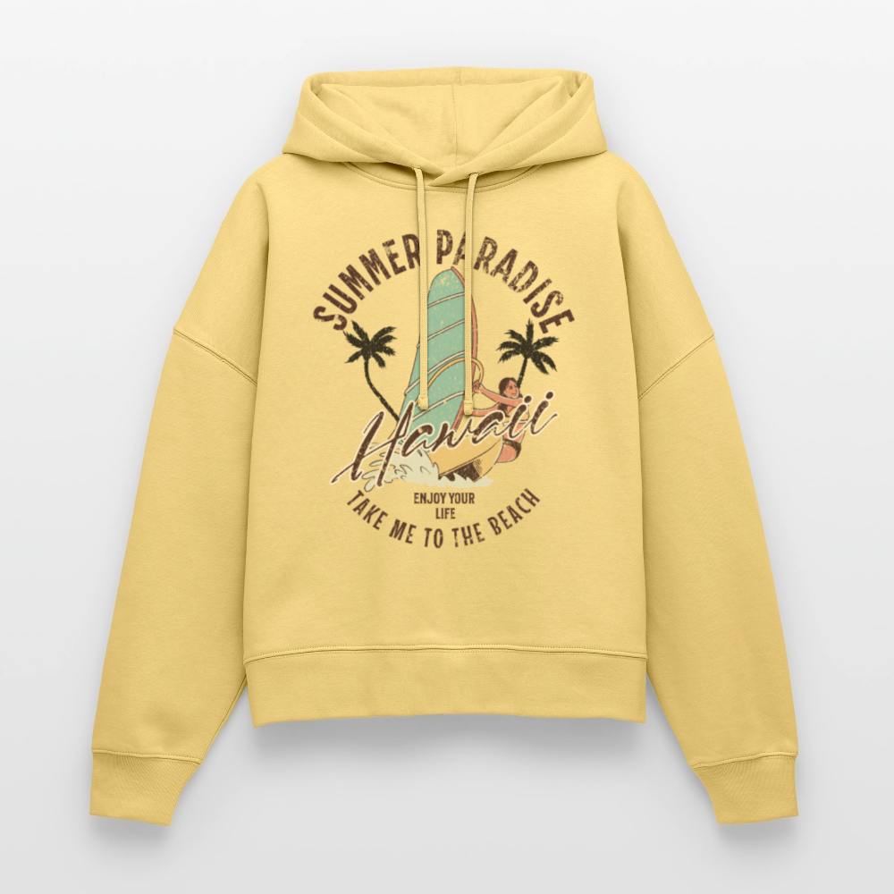 Boxy Frauen Bio Hoodie -enjoy life- - Hellgelb