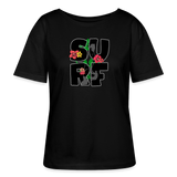 Relaxed Rundhals Frauen Bio-T-Shirt -surf girl- - Schwarz