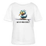 Relaxed Rundhals Frauen Bio-T-Shirt -Wo ist mein Segel?- - Weiß