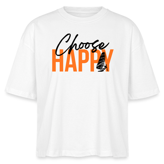 Frauen Boxy Bio-T-Shirt -happy- - Weiß