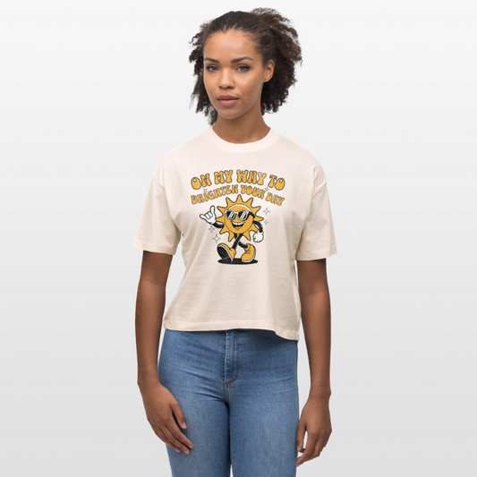 Safis Sports Frauen Boxy Bio-T-Shirt -on my way- - Weißgrau