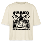 Safis Shop - Frauen Boxy Bio-T-Shirt Nova -give me wind and water- - Weißgrau