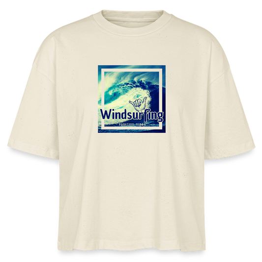 Frauen Boxy Bio-T-Shirt -positive vibes- - Weißgrau