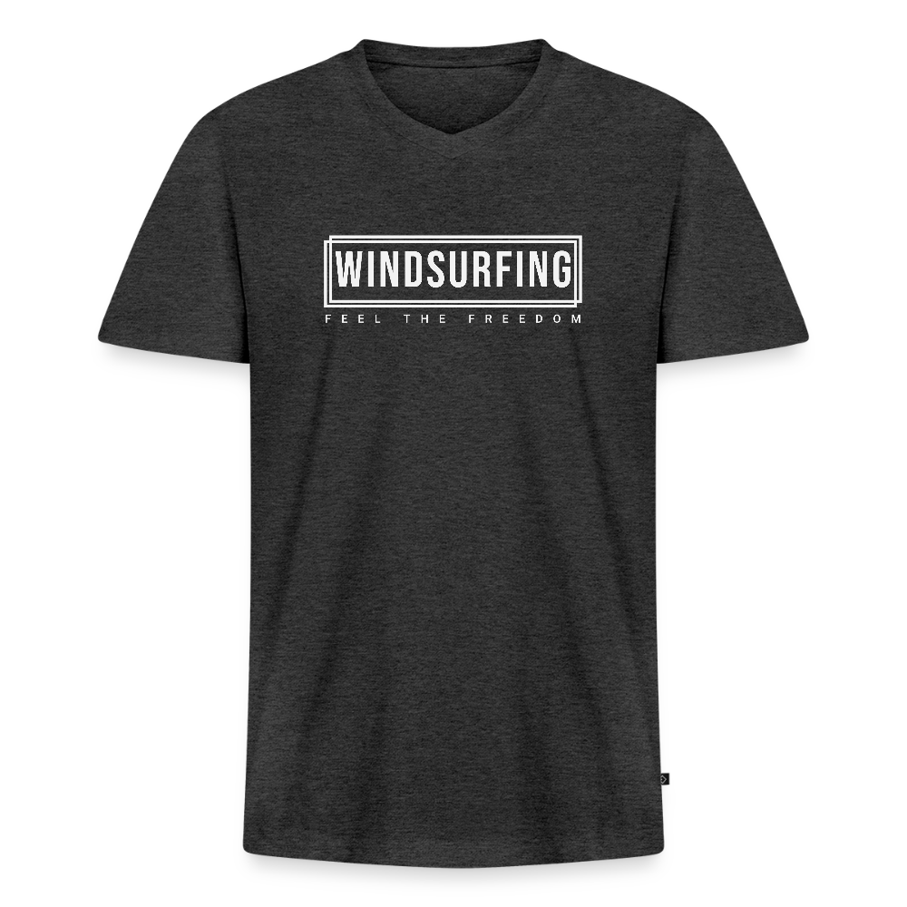 Männer Bio-T-Shirt mit V-Ausschnitt -feel the freedom I- - Anthrazit meliert