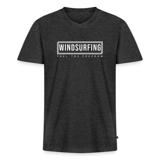 Männer Bio-T-Shirt mit V-Ausschnitt -feel the freedom I- - Anthrazit meliert