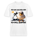 Relaxed Fit Unisex Bio-T-Shirt -ich will surfen- - Weiß