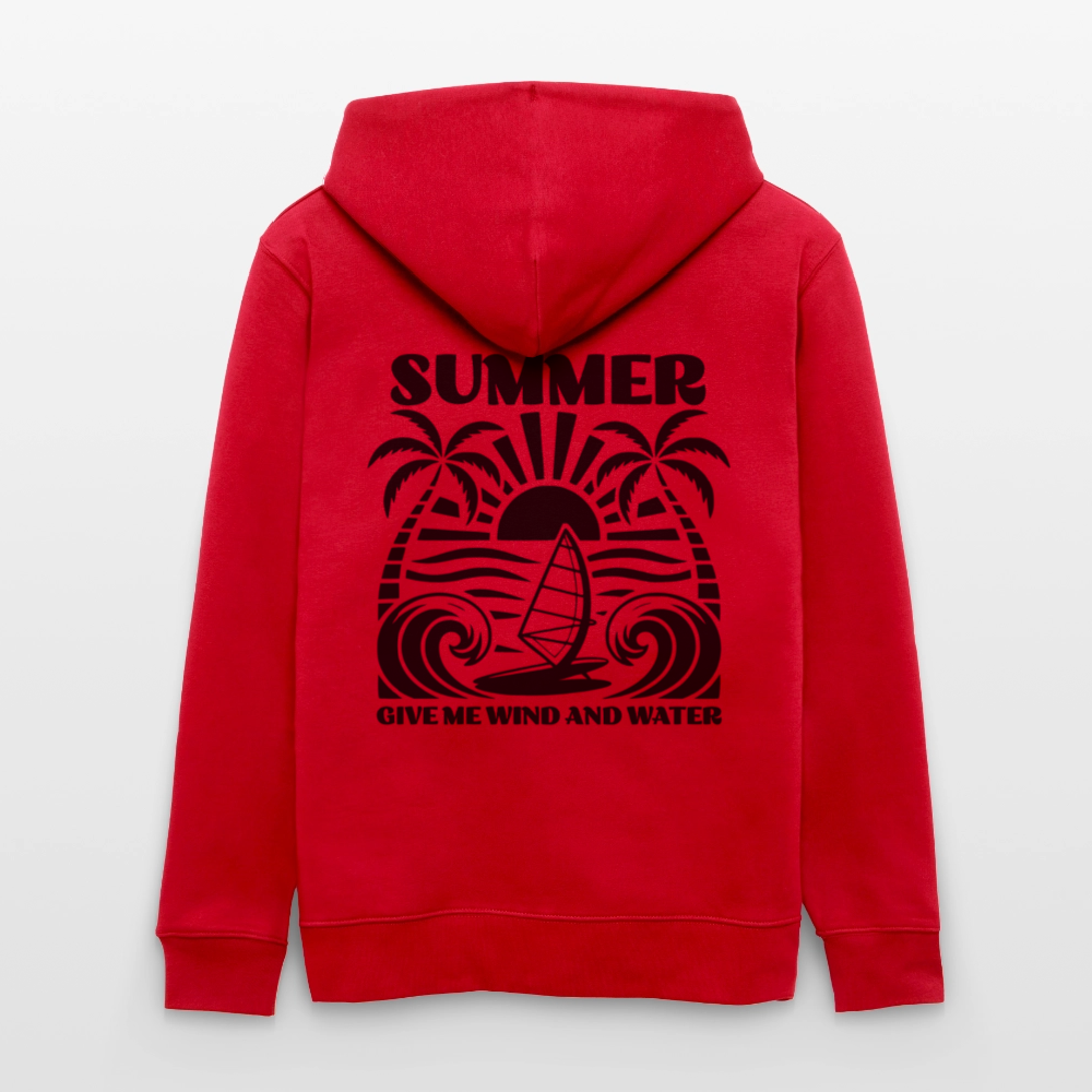 Geschenke Für Windsurfer - Bio-Kapuzenjacke -give me wind and water- Rot - Safis Shop