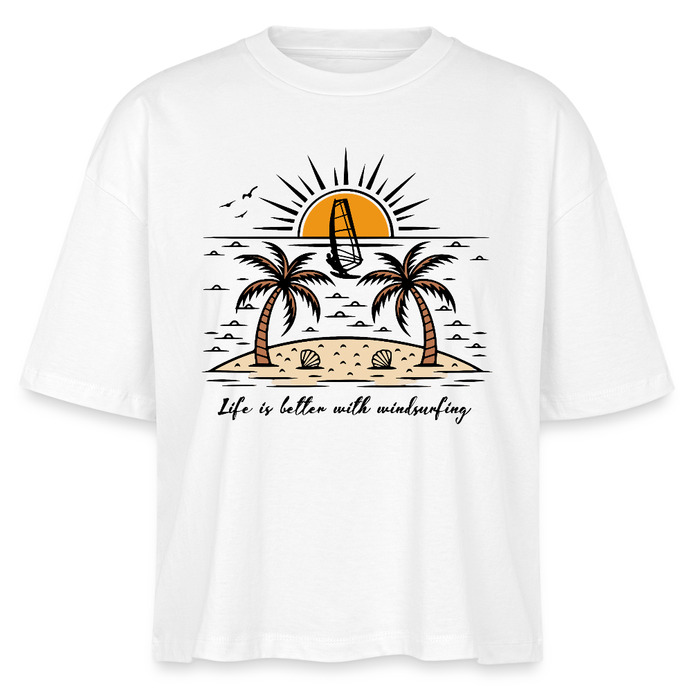Frauen Boxy Bio-T-Shirt -better life- - Weiß
