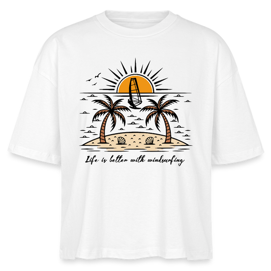 Frauen Boxy Bio-T-Shirt -better life- - Weiß