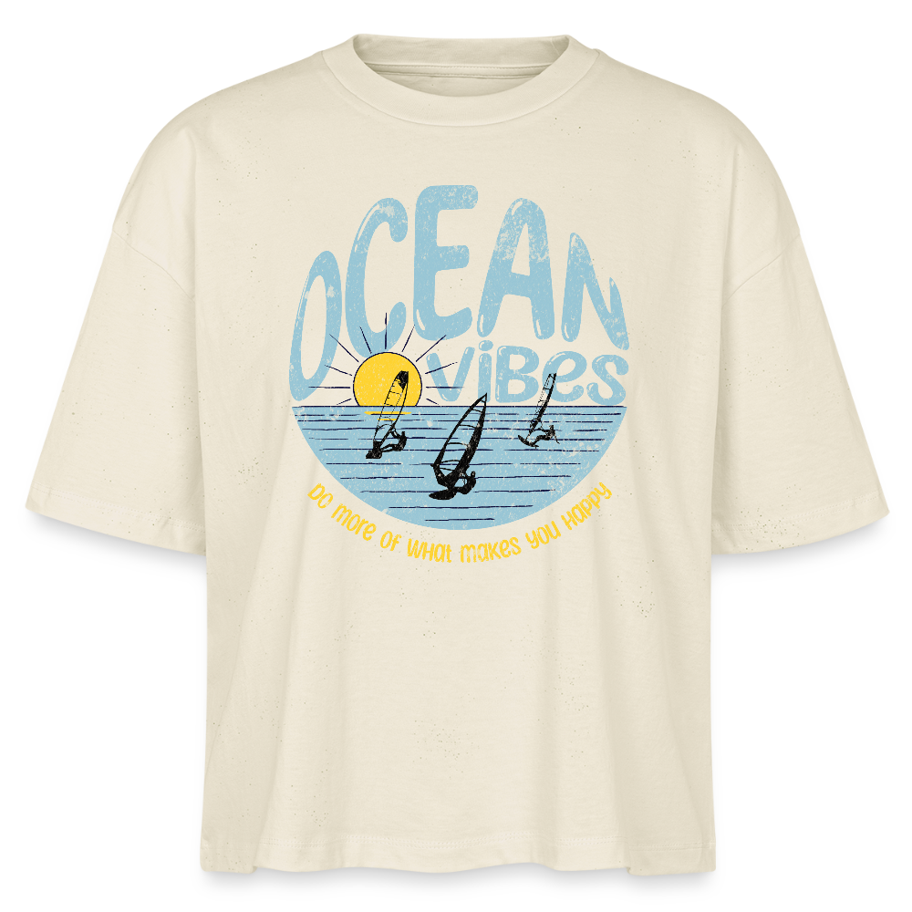 Frauen Boxy Bio-T-Shirt -do more- - Weißgrau