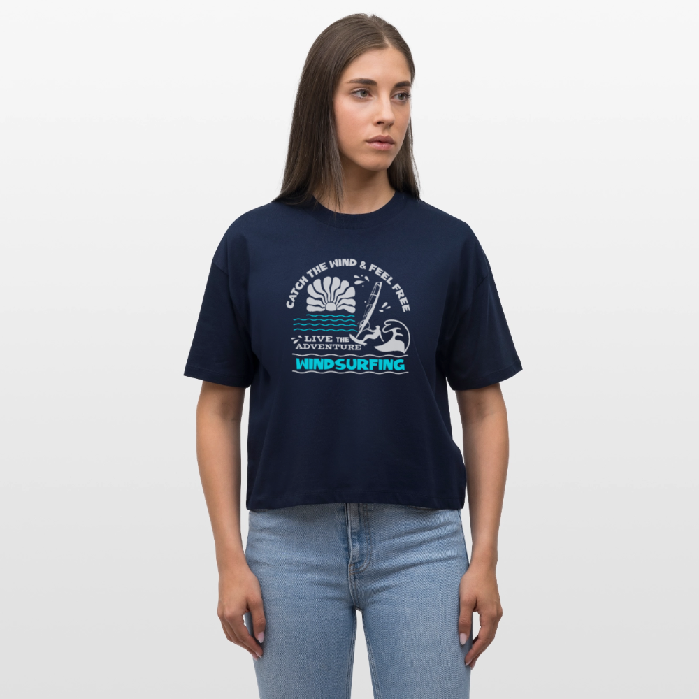 Frauen Boxy Bio-T-Shirt -adventure- - Navy
