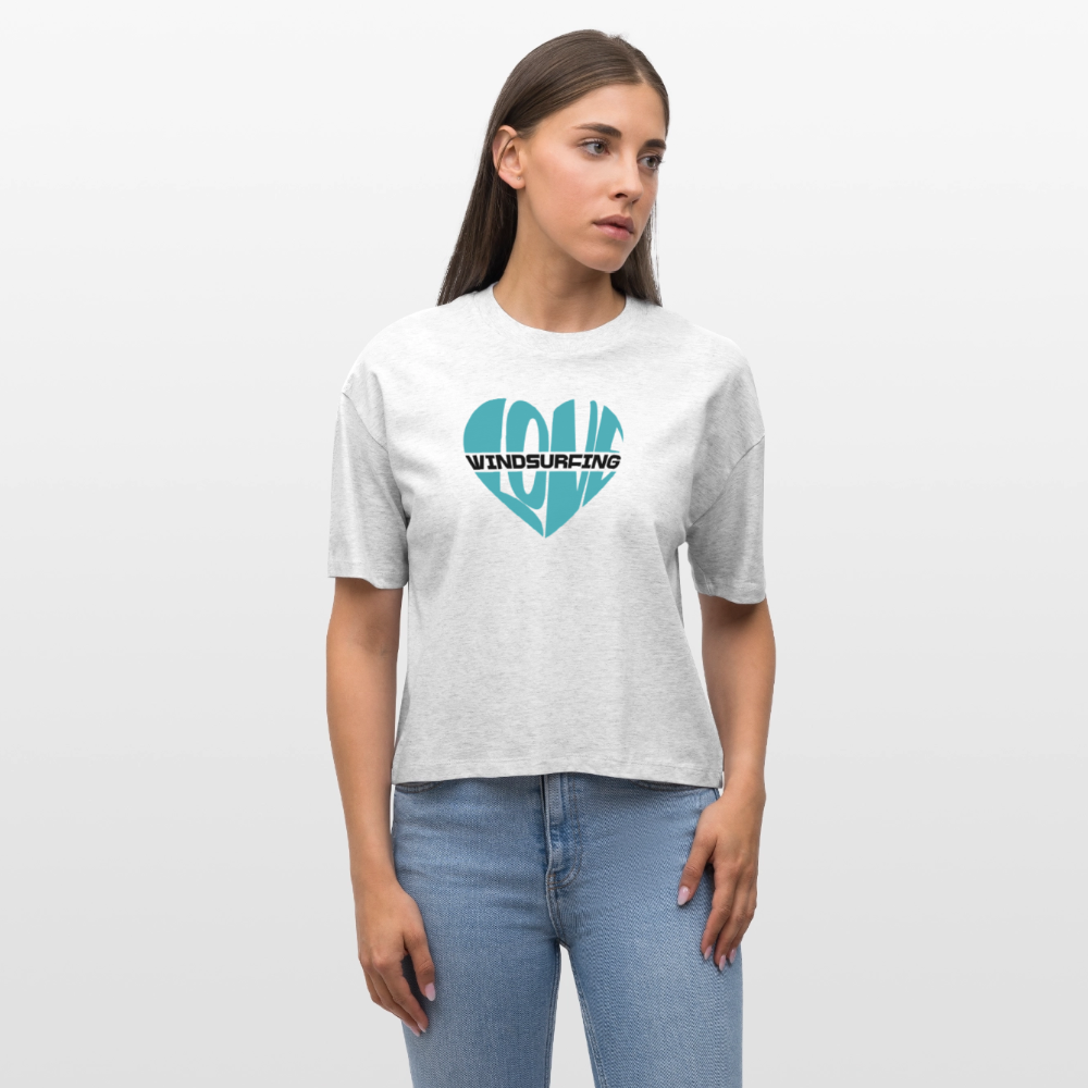 Frauen Boxy Bio-T-Shirt -Herz- - Weiß meliert