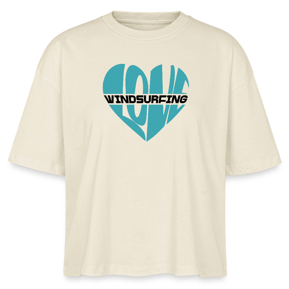 Frauen Boxy Bio-T-Shirt -Herz- - Weißgrau