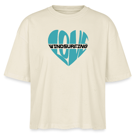 Frauen Boxy Bio-T-Shirt -Herz- - Weißgrau